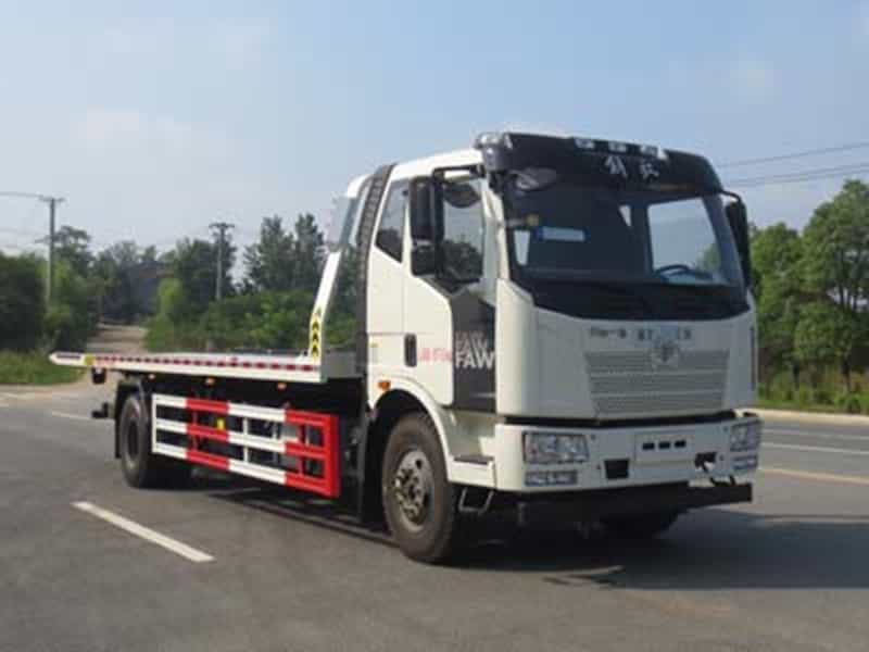 解放J6大平板一拖二清障車